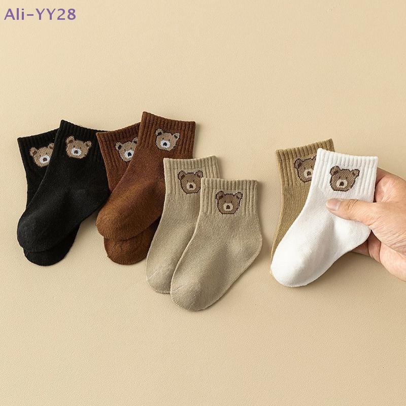 {MX} 5Pair Cute Cartoon Bear Kid Socks Winter Warm Mid-calf Socks Soft Comfortable Breathable Socks