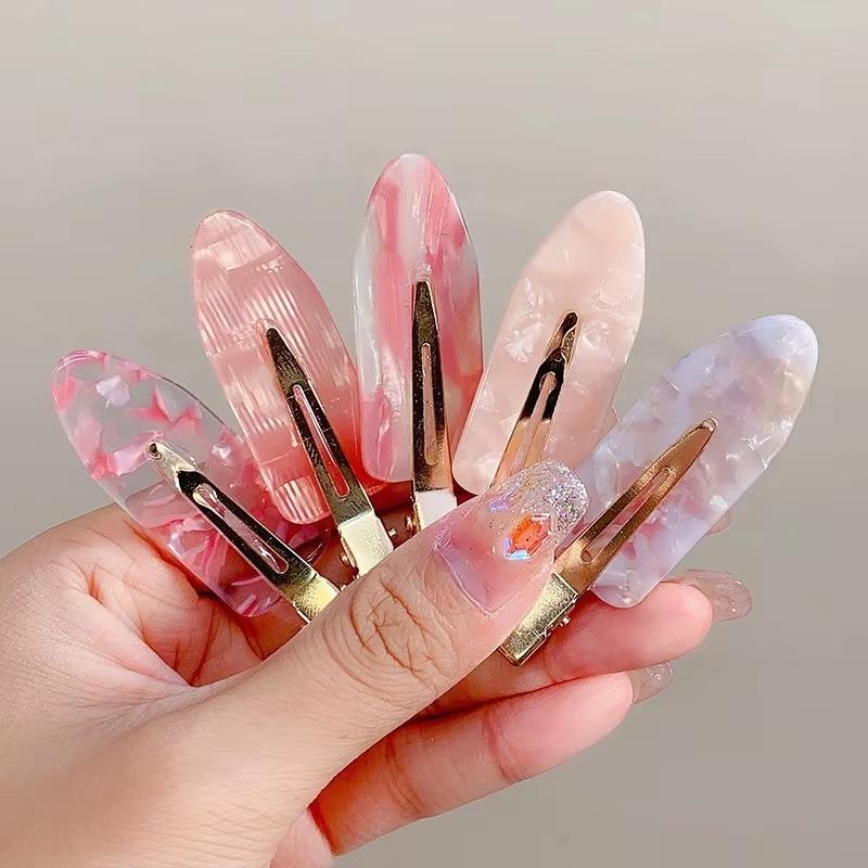 2PCS No Bend Hair Clips for Women Girls Pink Acrylic Acetic Hair Styling Seamless Hair Barrettes Tool Hair Accessories