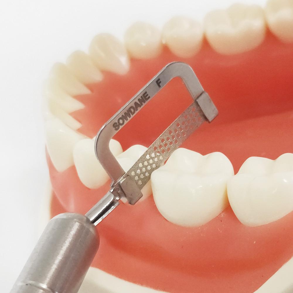 Bandes automatiques de réduction d'émail interproximale dentaire, poignée à Double face, Surface de ponçage en diamant avec trou