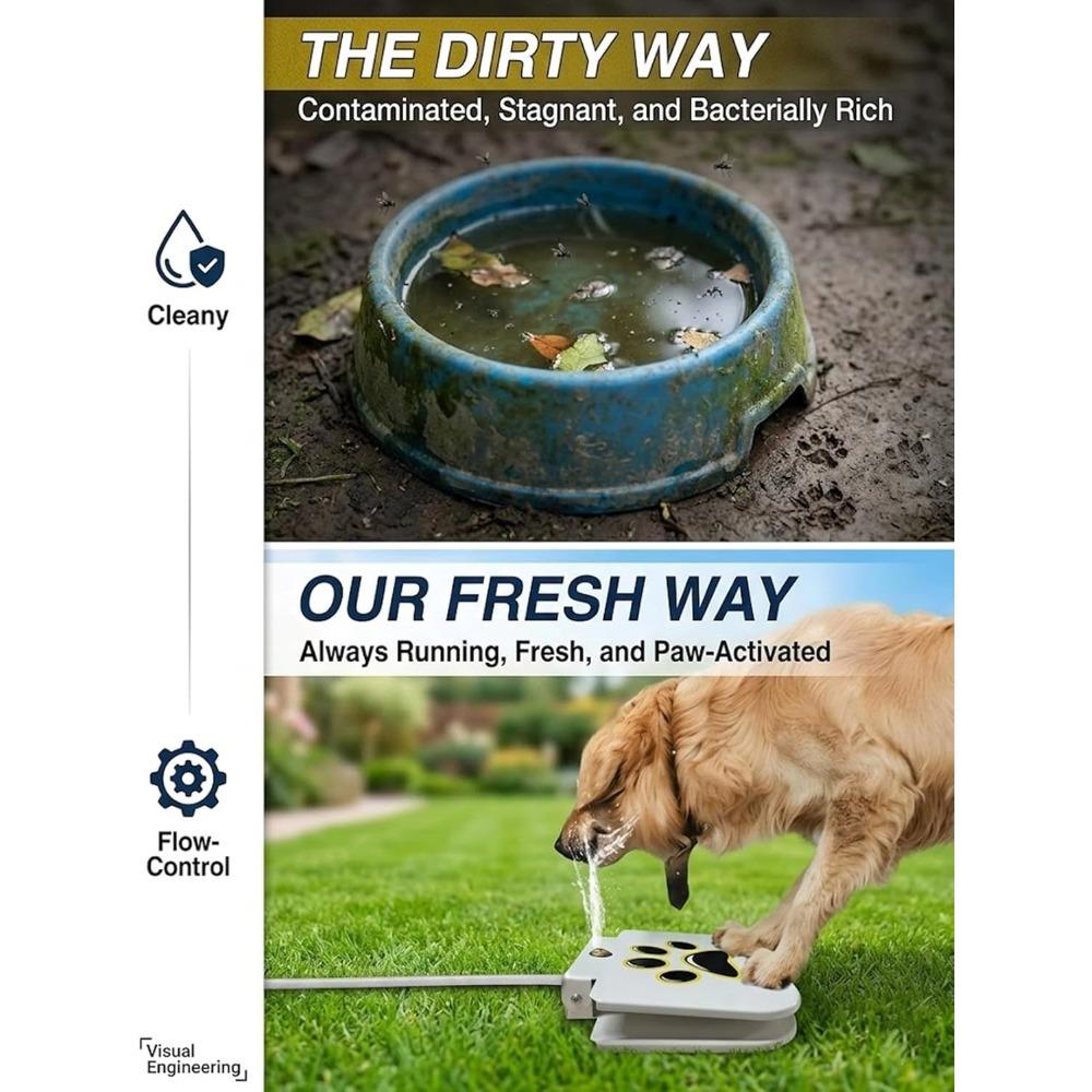 Dog Paw Print Sensor Sprinkler, Outdoor Dog Paw Print Sensor Water Fountain, Heavy-duty Metal Pet Water Fountain, Suitable for Patios.