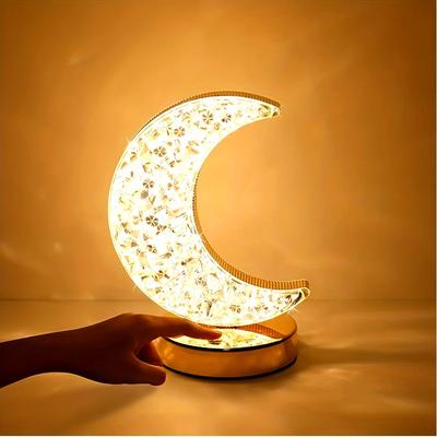 1PC Lampada da tavolo a forma di luna Decorazione romantica creativa per camera da letto Ornamento da comodino Bar Atmosfera di ricarica Luce notturna
