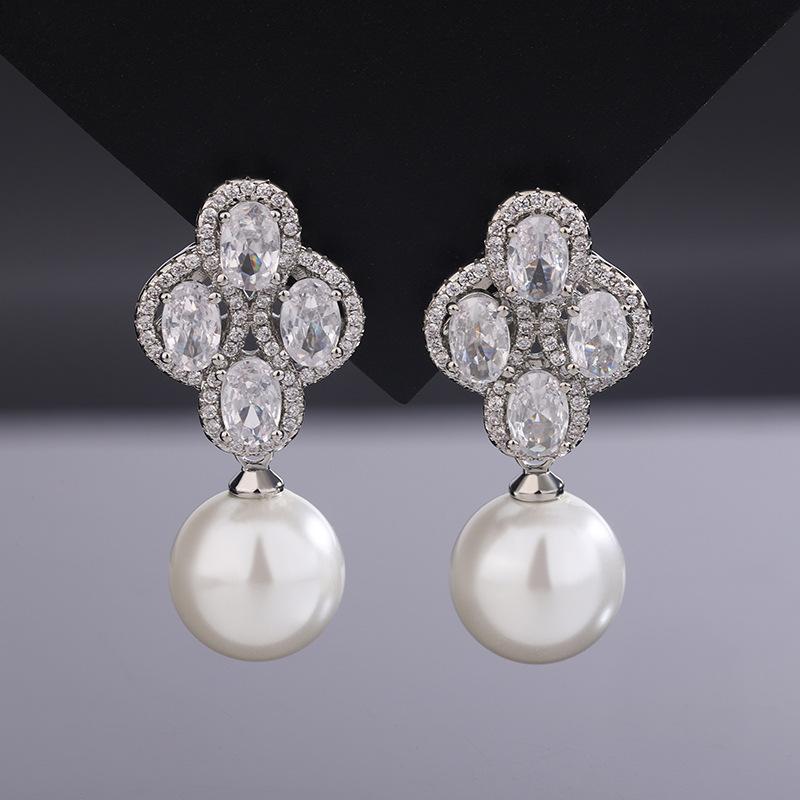 Jewelry Copper Bottom Gold-Plated Fritillary Pearl Temperament Women'S Suit 14Mm12Mm