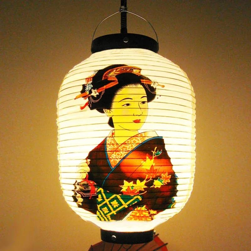 25x50cm Japanese Pvc Waterproof Lantern Geisha Hanging Korean Ramen Sashimi Cuisine Shop Restaurant Pub Decor Outdoor Lanterns