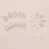24pcs Wearable Bow Design Press on Nails Simple Pearl Starlight Short Almond False Nails Tips Finished Cat's Eye Fake Nail Sets