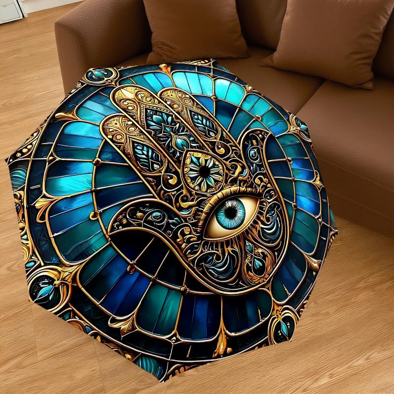 1PC Stained Glass Window Circle Automatic Open/Close Umbrella with Windproof, 8-Rib Sturdy Canopy, Durable Ribs, Fashionable Design1206A