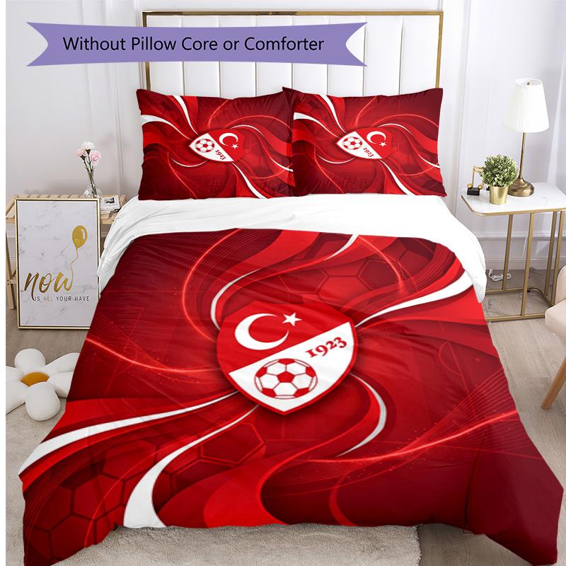Turkey Football Printed Bedding 3 Piece Set Cozy Breathable Bed Cover Set as Housewarming Holiday Gift