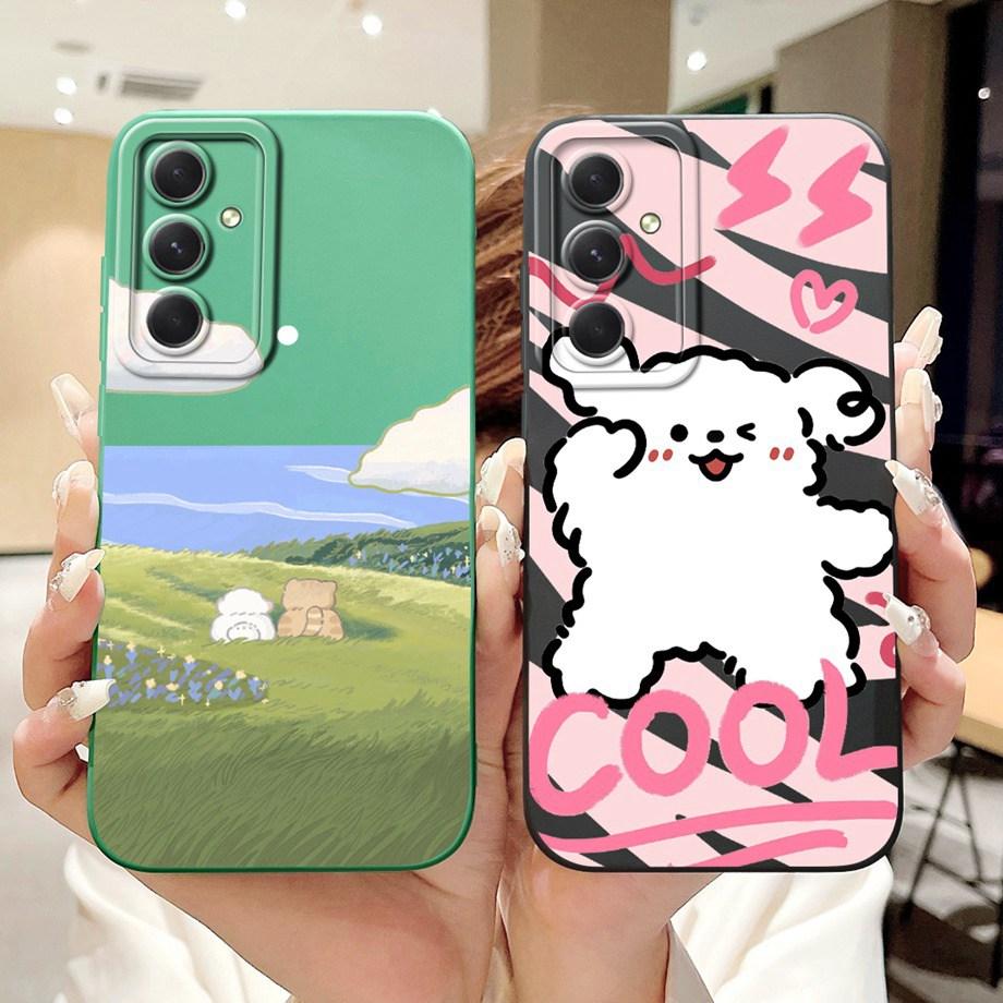 Phone Case For Samsung Galaxy A55 A54 5G Camera Shockproof Soft Liquid Silicone Bumper On Samsung A54 A 55 Funny Animals Meme