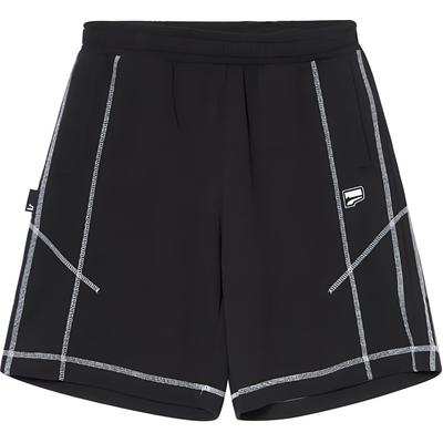 Color Block Design Versatile Breathable Mid Waist Three Quarter Shorts Men Shorts Black 624116-01