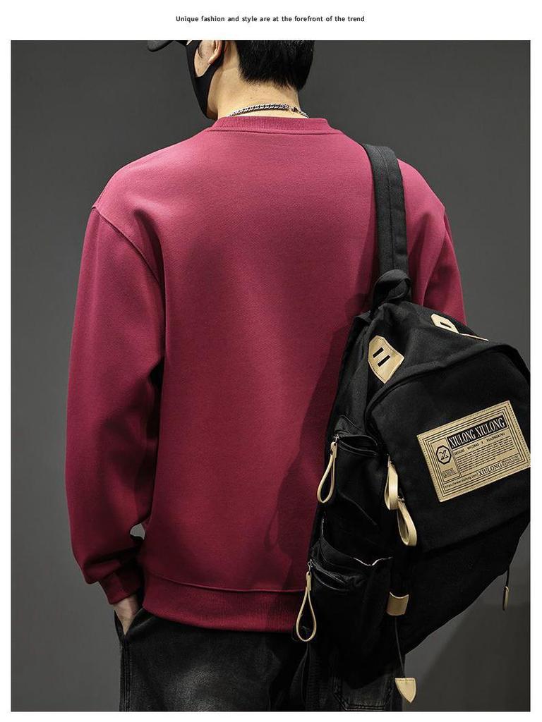 Men's 2025 Heavyweight Plus Size Brand Hoodie - Round Neck, Trendy Letter Print, Autumn/Winter Fashion.