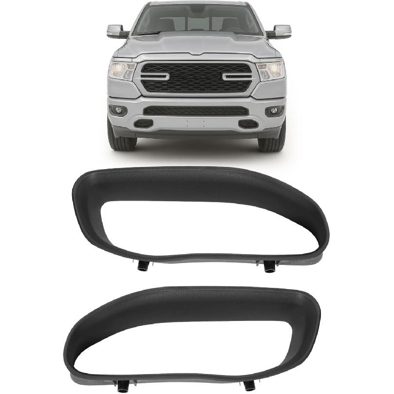 Tow Hook Bezel Kit Compatible with 2019-2024 Ram 1500 DT Front Bumper Tow Hook Cover Replacement for 68274701AA, 68274701AB Left & Right