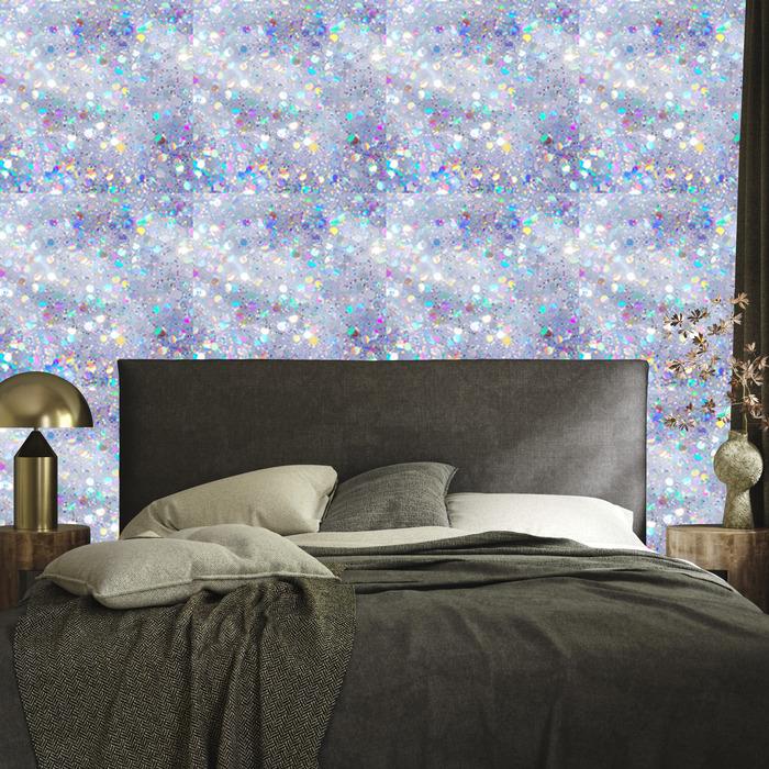 Iridescent glitter wallpaper blue and light gray 50x1000