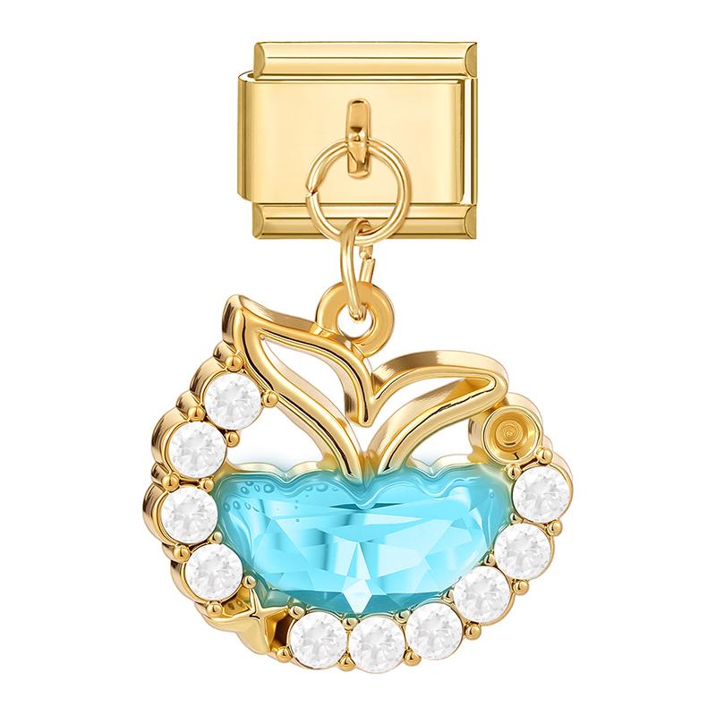 Vintage Sea Series Starfish Shell Crab Conch Fishtail Gold Color Italian Charm Links Fit 9mm Stainless Steel Bracelet DIY Making