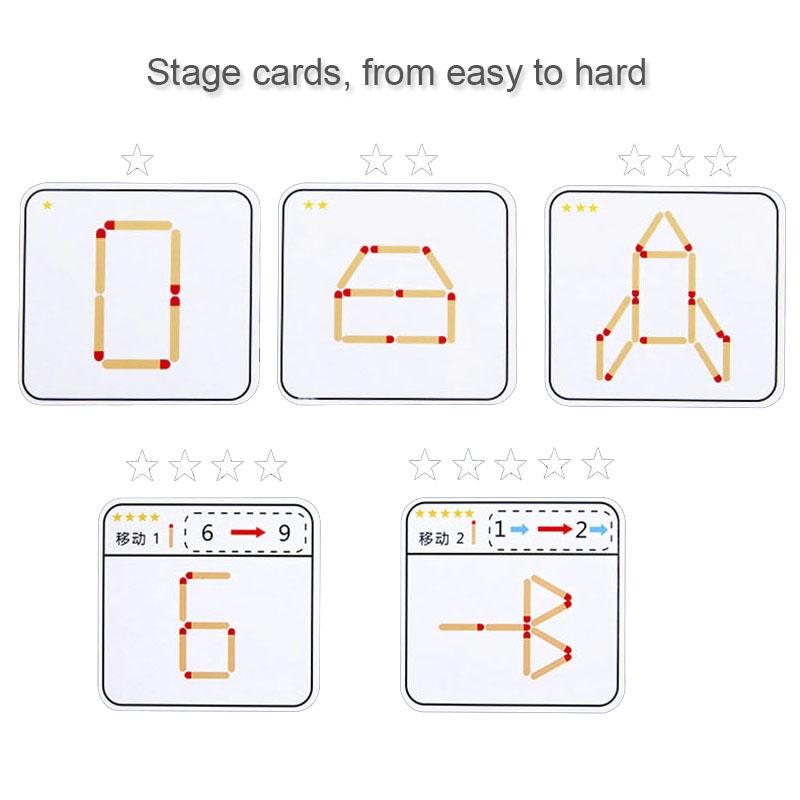 Montessori Matches Puzzles Game Wooden Toys Diy Math Geometry Board Game Logic Thinking Match Training Educational Toys For Kids