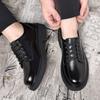 New Leather Shoes for Men Solid Color Casual Shoes Lace Up Driving Shoes Platform Black Male Cowhide Leisure Shoes 38-44