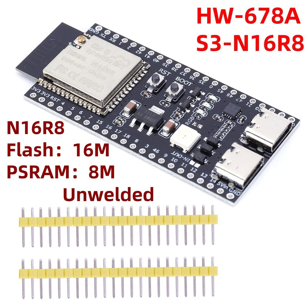 ESP32-S3-DevKitC-1 Bluetooth 2.4G Wifi Module Development Board for Arduino 16MB FLASH 8MB PSRAM 44Pin Dual Type-C N8R2 N16R8