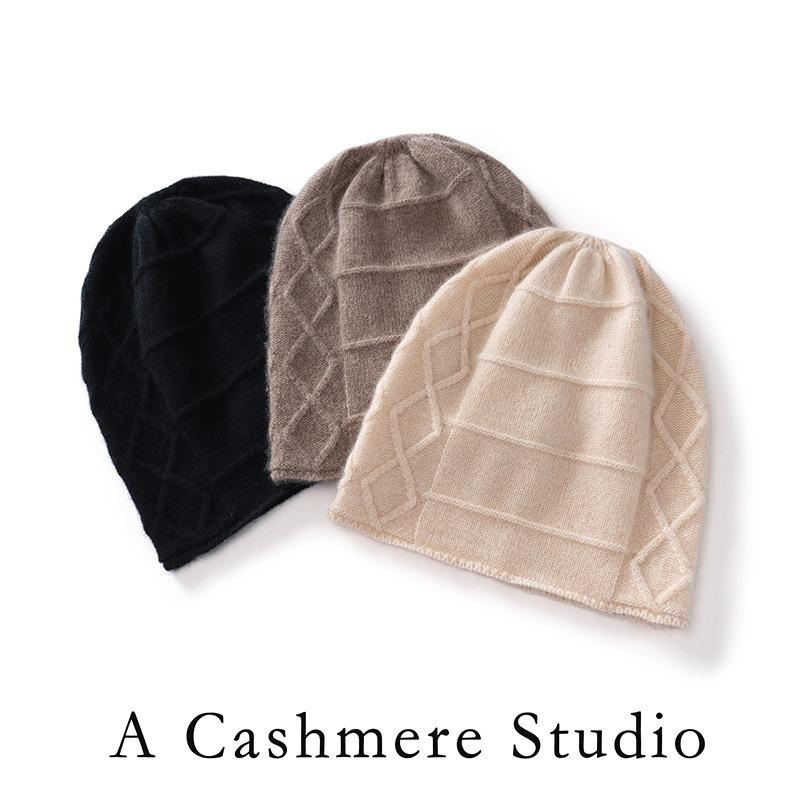 % Pure cashmere hat for women, thickened warm big head circumference in autumn and winter, versatile cold hat, wool knitted headhat for men