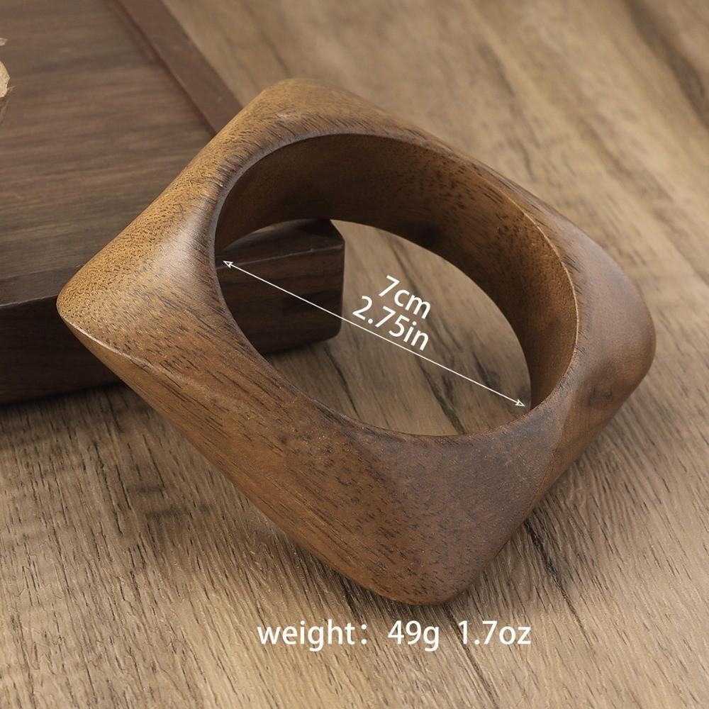 Square Wood Grain Bangle Geometric Burlywood Hand Ring Simple Wooden Bracelet  Daily