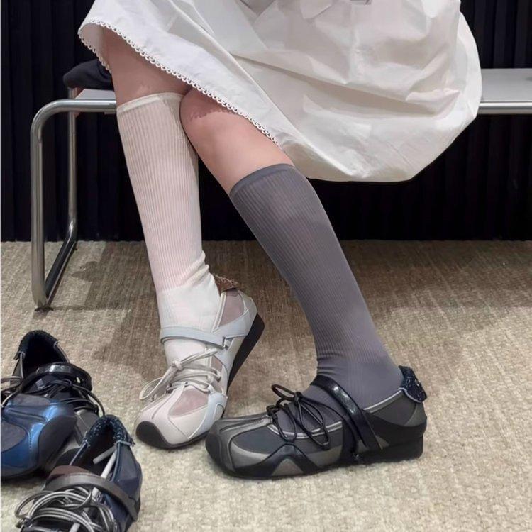 Women's ballet flats Fashion Korean ballet style lace-up retro casual shoes Comfortable lightweight ballet sneakers