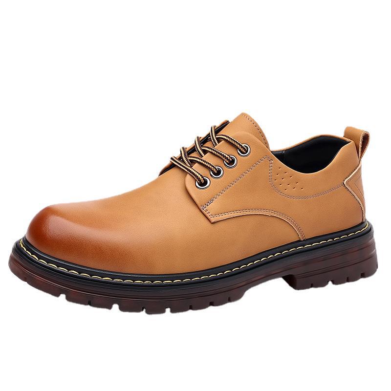2024 Men's Retro Workwear Thick-Soled Leather Lace-Up Shoes, Style 11680