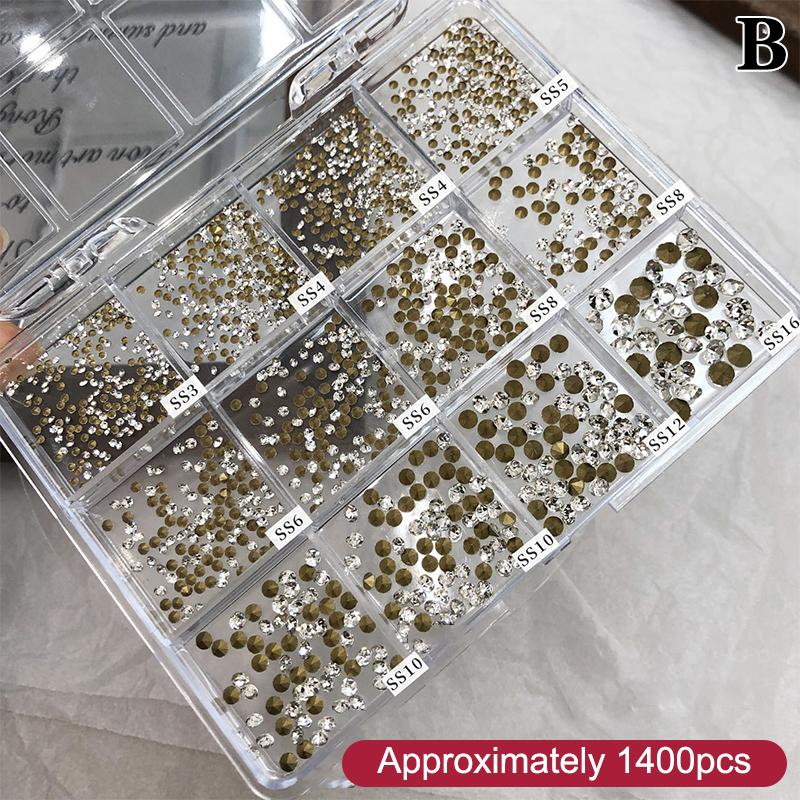 

New 12Grids/Box Shimmering Crystal Colorful Nail Art Rhinestones Flatback Gemstones For DIY Nail Rhinestone Nail Jewelry Decorat