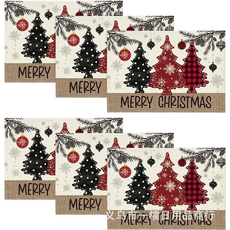 Christmas Snowman & Snowflake Plaid Insulated Placemat - Festive Table Decoration