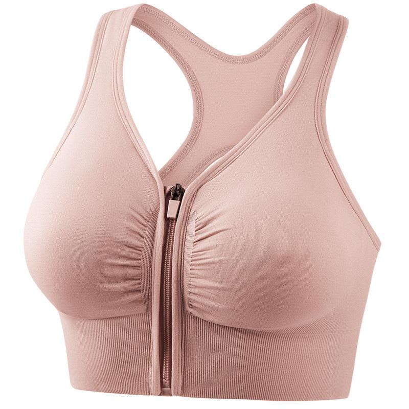 Women Front Zipper Sports Bra Cross Back Shockproof Plus Size S