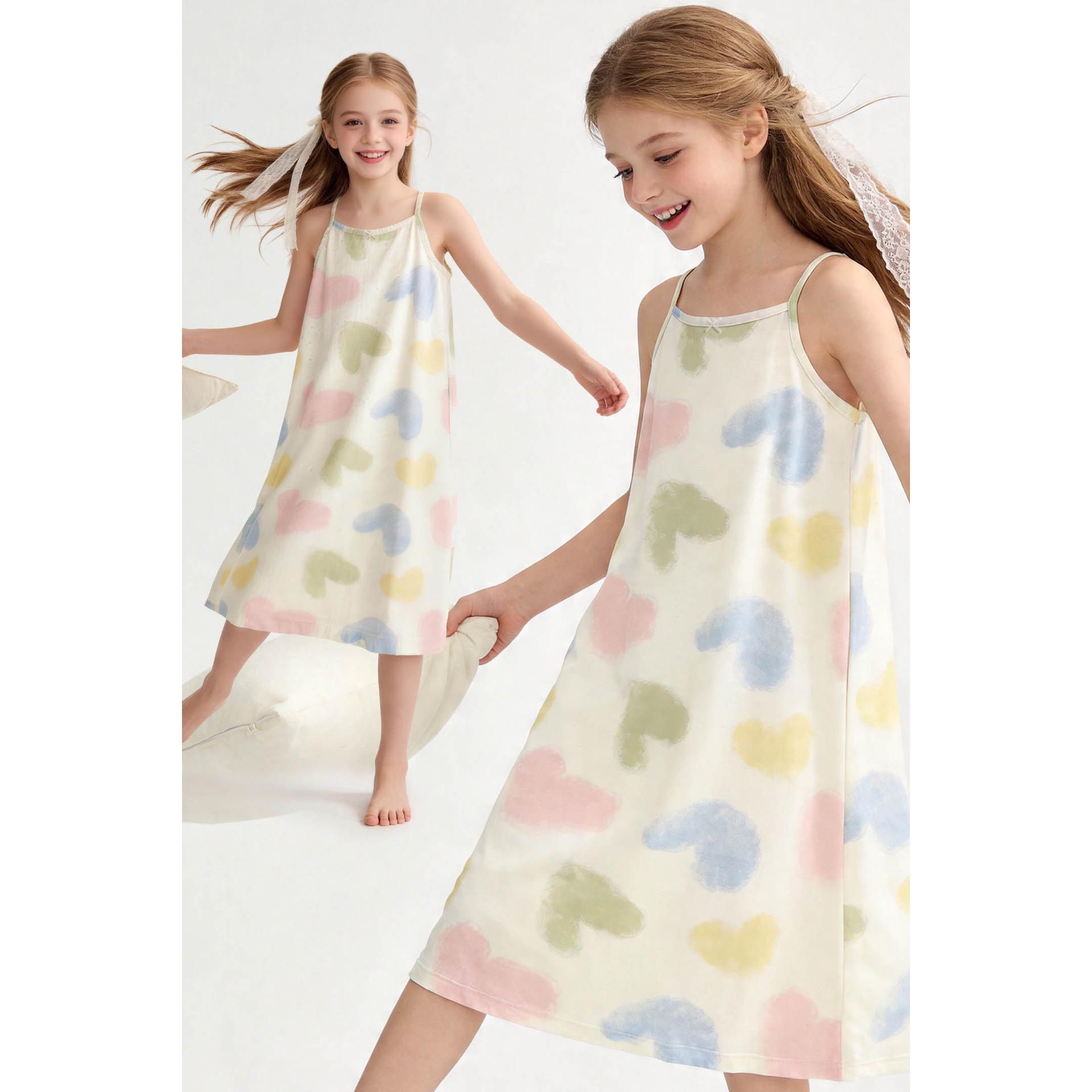 Girls Stylish Summer Camisole Nightgown - Cool, Thin Pajamas for Older Children 170 cm