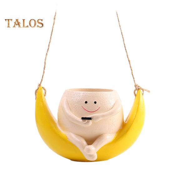 

Качающийся цветочный горшок из смолы с подвесной головкой в виде лица, желтый цветочный горшок с дренажным отверстием для суккулентных комнатных и уличных растений жёлтый