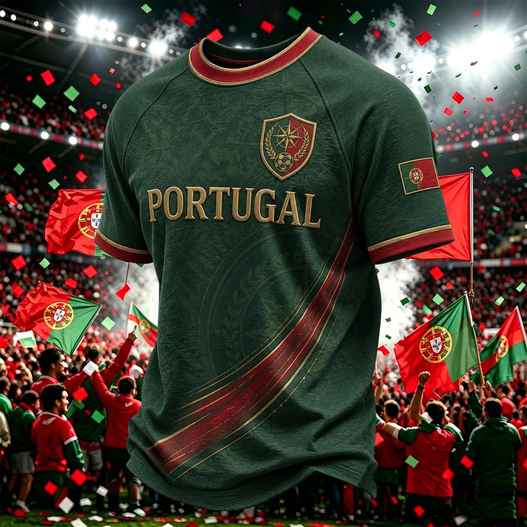 Men's Casual Printed Round Neck Short Sleeve T-Shirt Lightweight Breathable