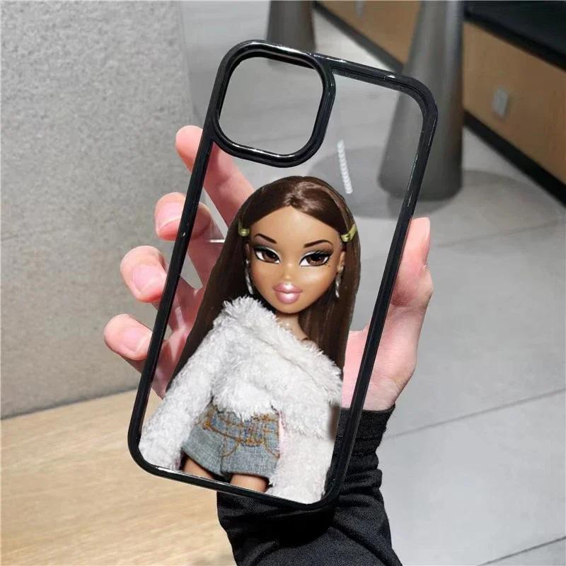 Roztomilý Bratz panenka Cukrový průhledný kryt na telefon Pro iPhone 16 13 12 mini 11 12 14 Pro X XR XS Max 7 8Plus SE20 Nárazuvzdorný zadní kryt