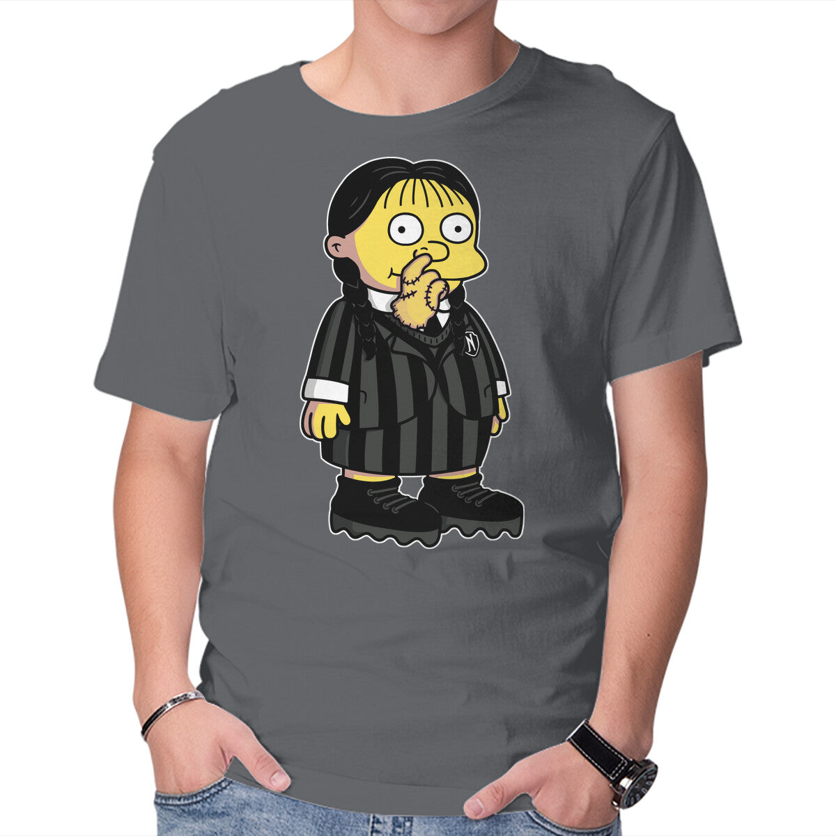 Unisex Crew Neck T-Shirt Hands Free Graphic Short Sleeve Casual Tee S