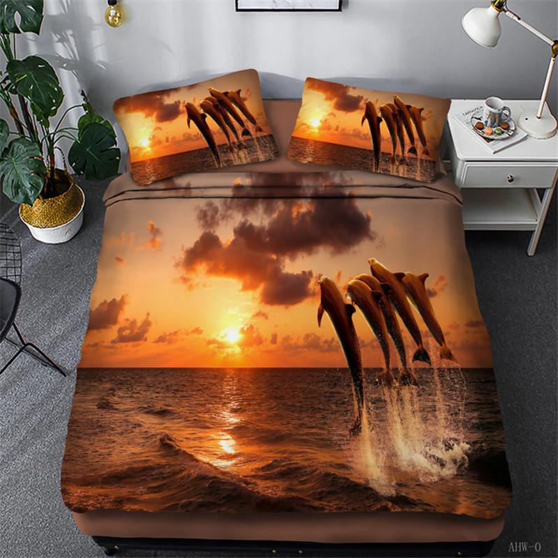 Dolphin 3D Duvet Cover Set  King Queen Double Twin Single Size Bed Linen Set