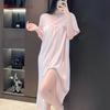 New French Lace Simple and Sweet Nightdress Women's Long High-end Home Short-sleeved Women's Loungewear Pajamas Summer