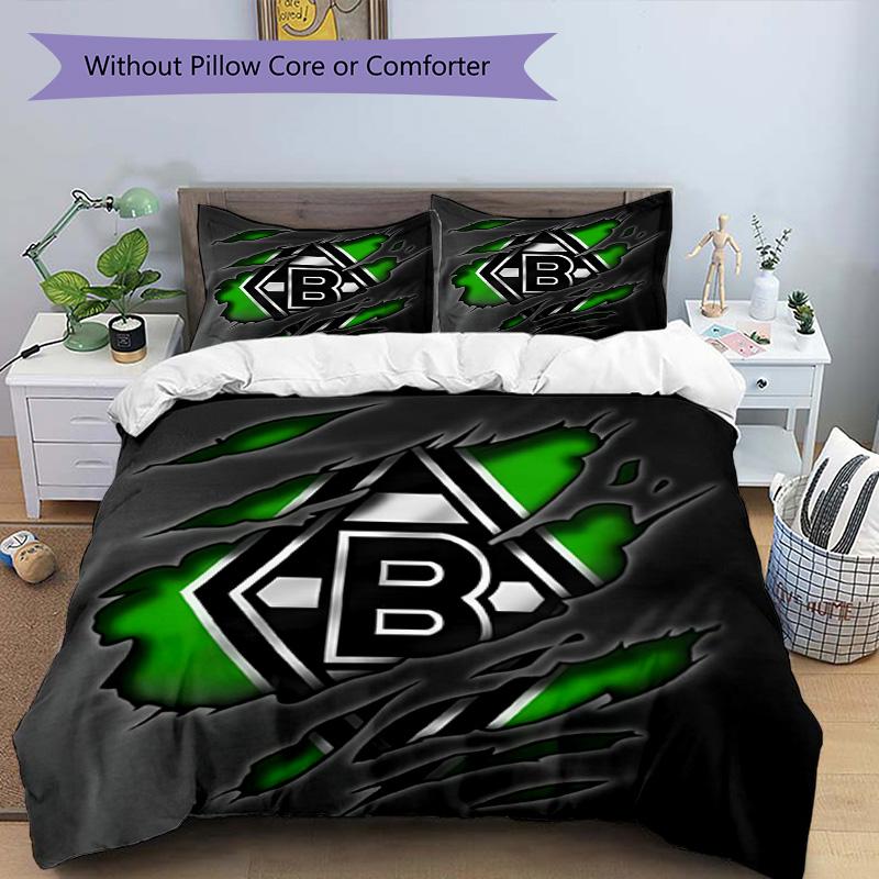 3pcs Duvet Cover Set (1*Duvet Cover + 2*Pillowcase, Without Core), Borussia Monchengladbach Print Bedding Set, Bedroom Decor, All‑Season, Birthday Gif