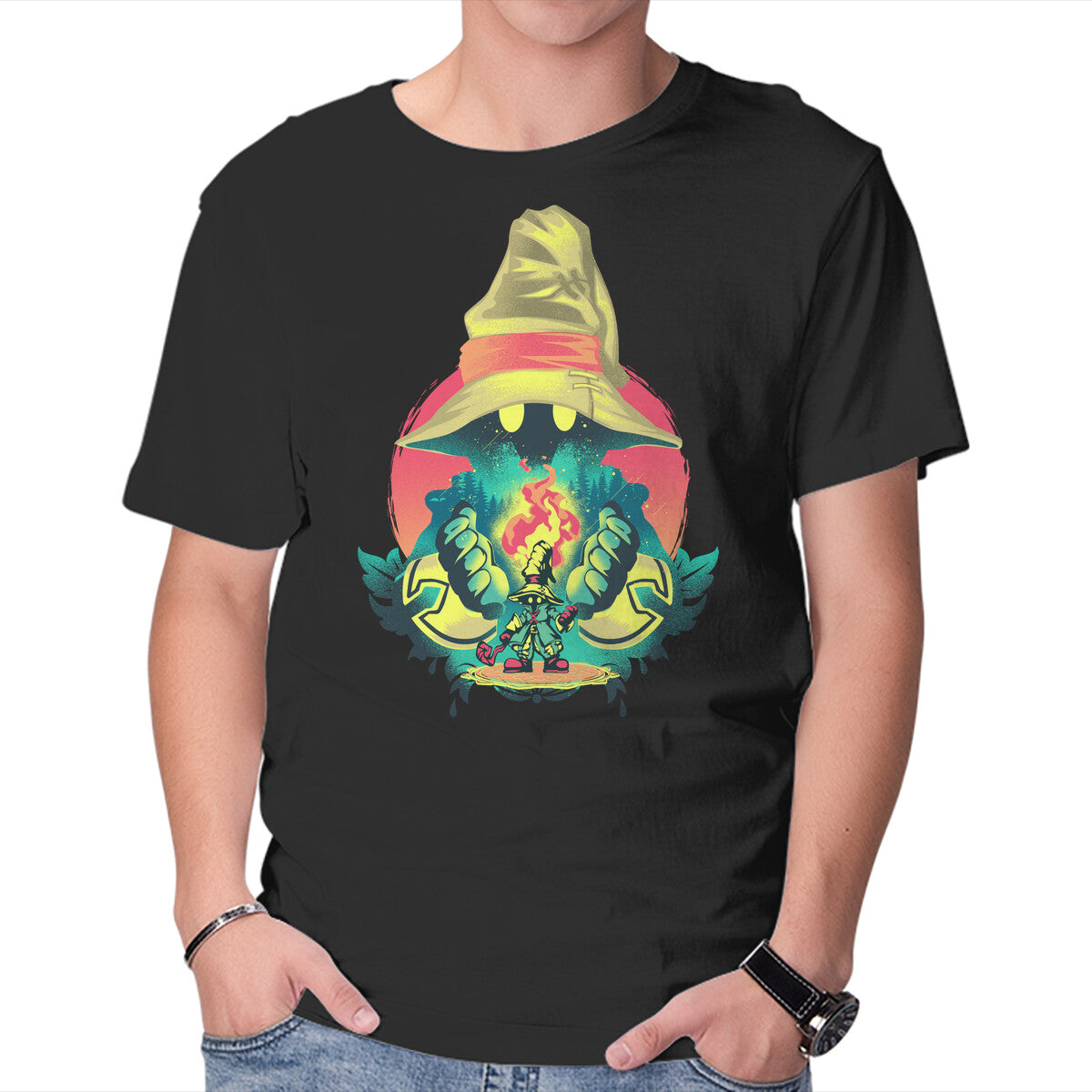 Unisex Crew Neck T-Shirt Black Mage Legend Graphic Short Sleeve Casual Tee XS