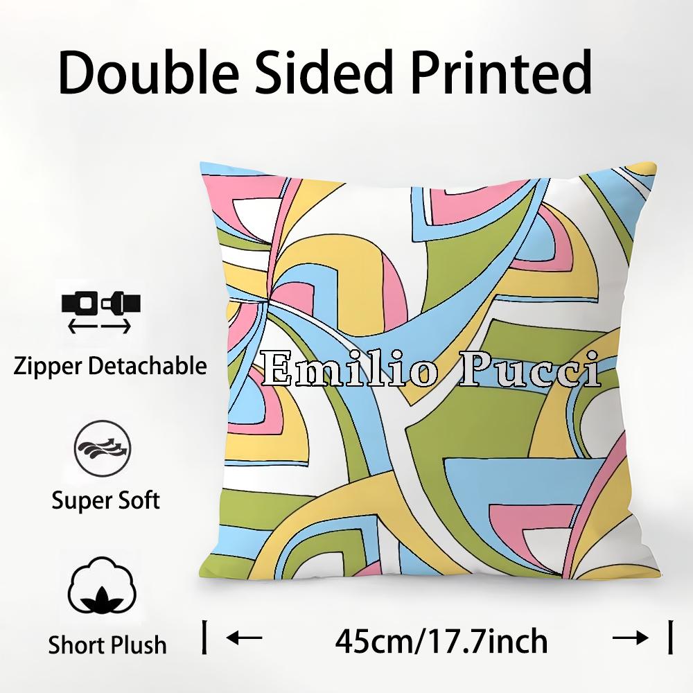 Fashion E-EE-Emilio logo P-Pucci Pillow Case Plush Fabric Soft Double Sided Print Sofa Cushion Cover Throw Pillow Covers