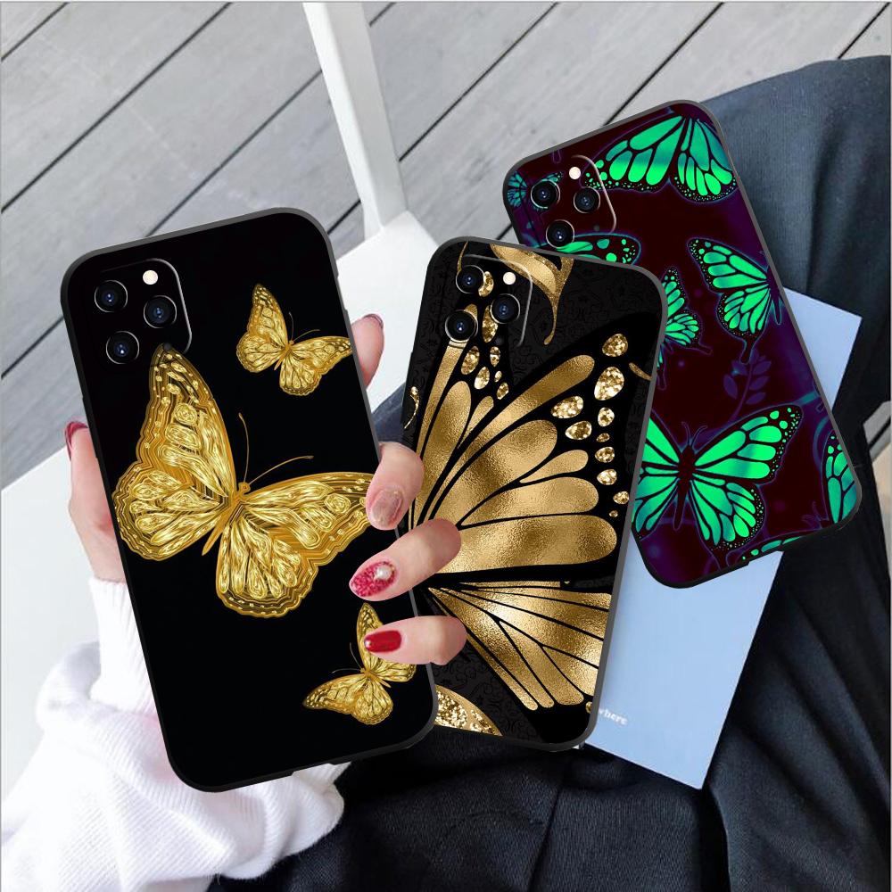 

AS744 Мягкий чехол для телефона с золотой бабочкой для iPhone 13 14 Pro Max Samsung S23 A53 A23 Xiaomi Poco X3 M4Pro C55 Redmi Note11s Huawei Honor P30 70 X9A