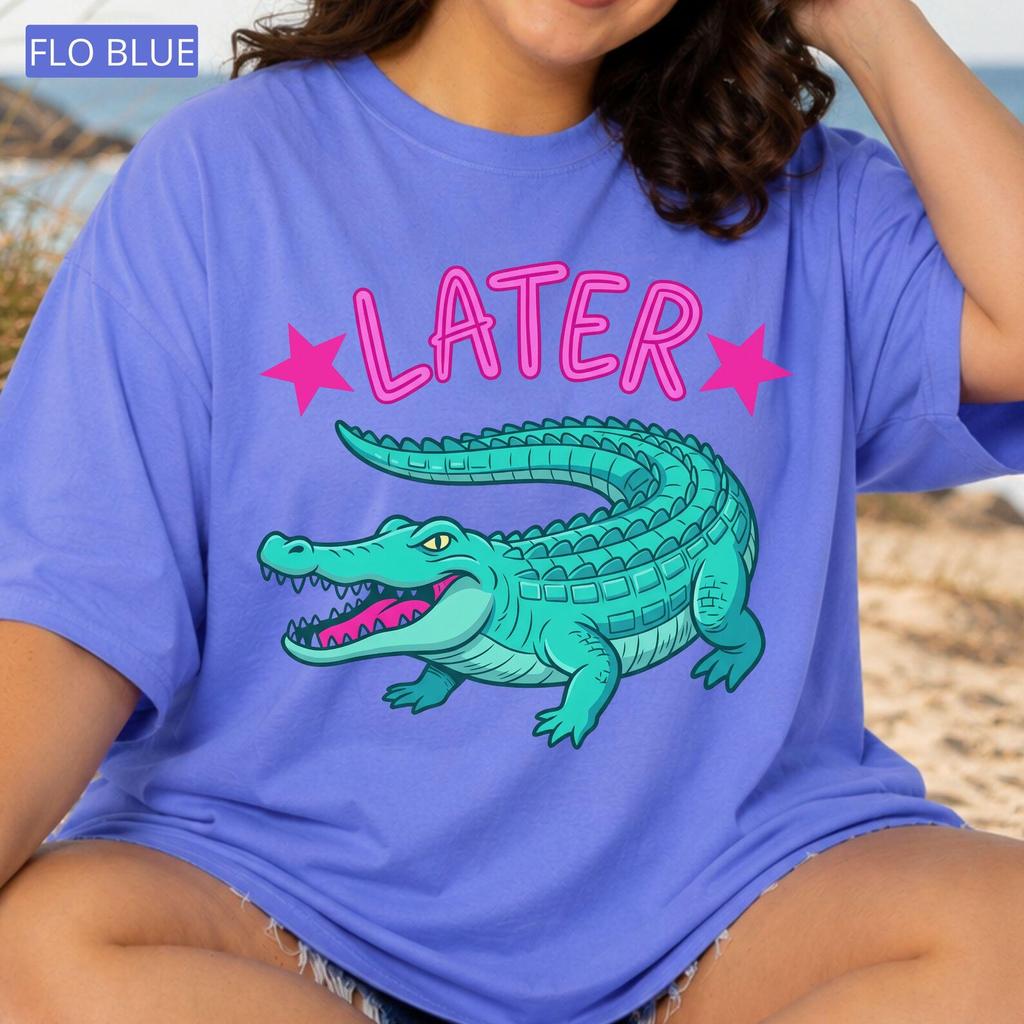 Plus Size Later Alligator Mens Kids T Shirt, Retro Alligator Tee For Women, Funny Animal Shirt, Trendy Graphic Tee Gift For Her, Comfort Colors Shirt