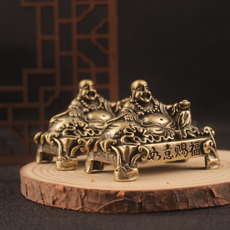 Messing alt massiv Maitreya Buddha Heimdekoration Büro Wohnzimmer Schreibtischdekoration Ornament