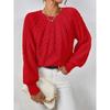TIFICY Women's Fashion Casual Fall Winter Solid Color Print Long Sleeve O-Neck Sweaters
