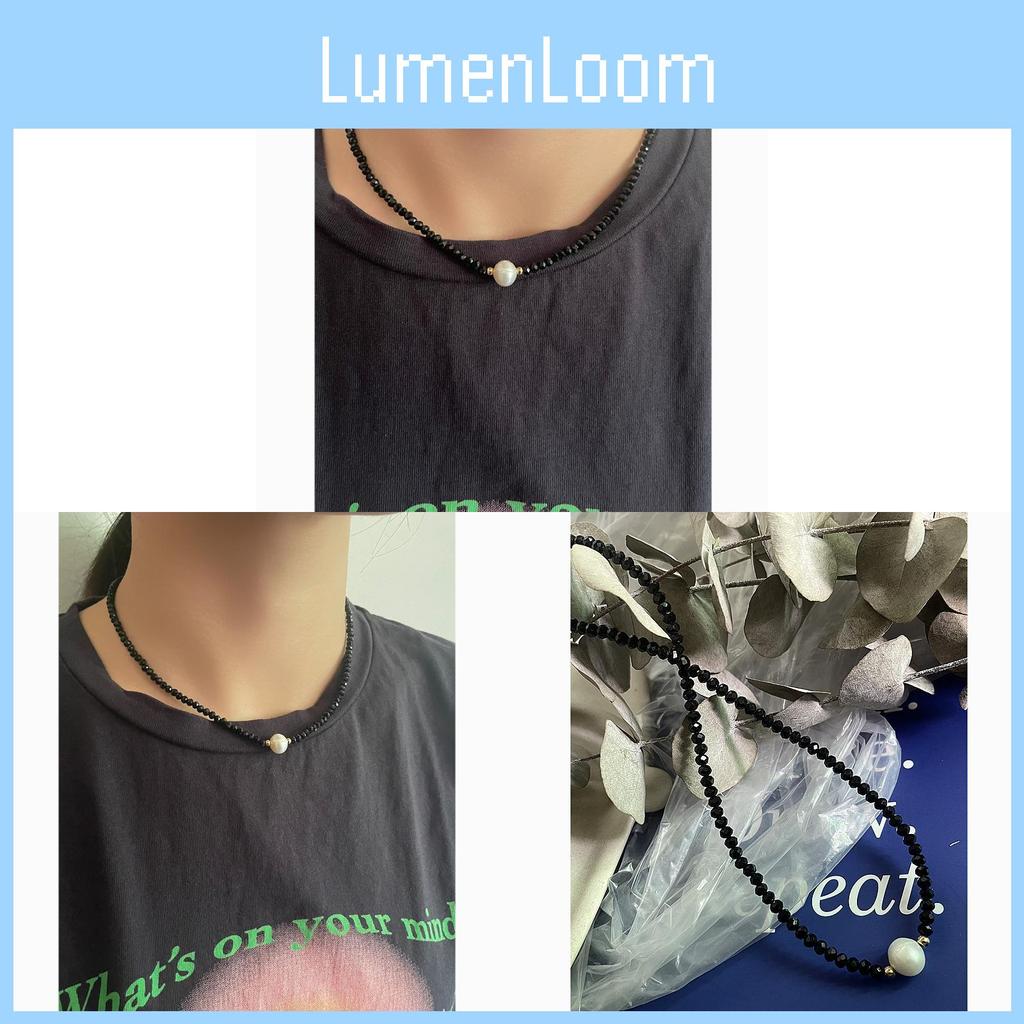 Elegant Black Water Crystal Pearl Necklace For Women With Geometric Chain Pendant