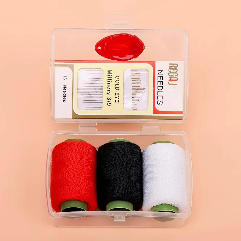 Black & White DIY Sewing Thread and Needle Set for Mending and Handcrafts