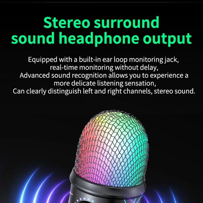 Microfono USB Play Gaming Mic per PC Mac PS4/5 Microfono Podcast con RGB Mute Monitor Riduzione del Rumore per Registrazione Streaming