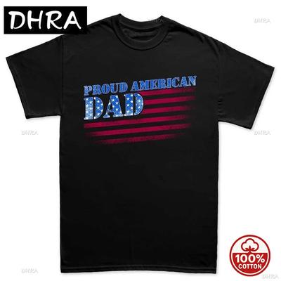 Proud American Dad Fathers Day Gift Daddy Unisexs T Shirt Tee Top Tshirt Gift Idea Minimalist T Shirt Tops Printed Tee Classic