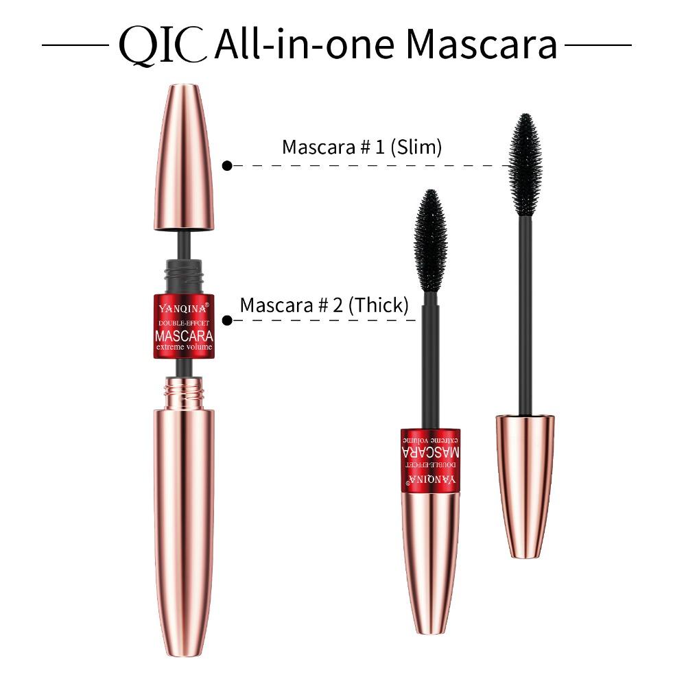 YANQINA Mascara lungo due in uno a doppio effetto, impermeabile, riccioli spessi naturali senza svenimento