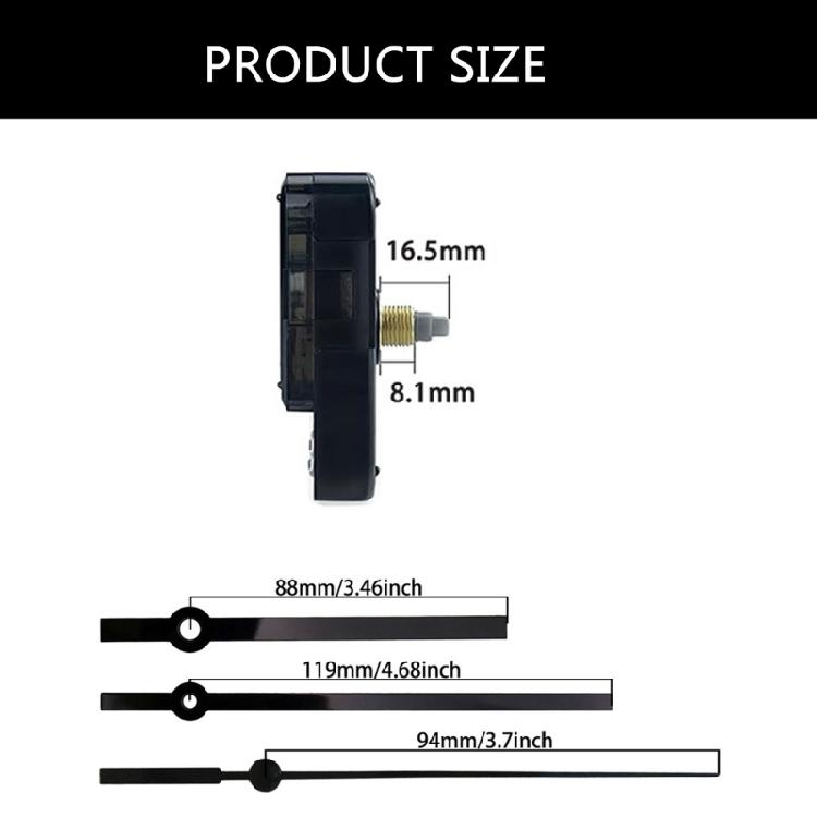 Easy Installation Long Shaft Clock Repair Parts Quiet Quartzs Clock Movement Mechanism with Metal Hands Replacement Kits