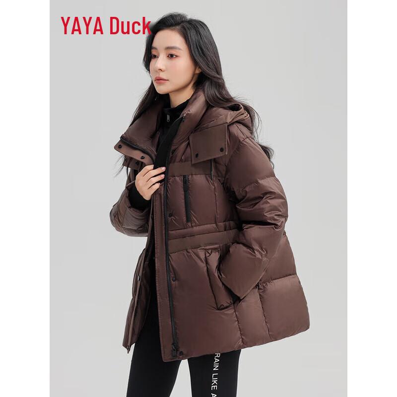 YAYA Women's Hooded Cinch-Waist Thick Warm Down Jacket