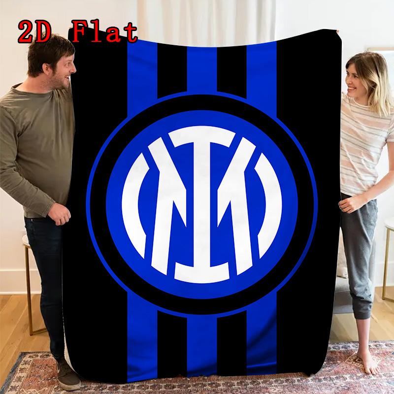 Coperta di Flanella con Motivo Piatto 2D Inter Milan Alta Qualità Per Tutte le Stagioni Calore e Comfort Perfetta per Regali di Natale.
