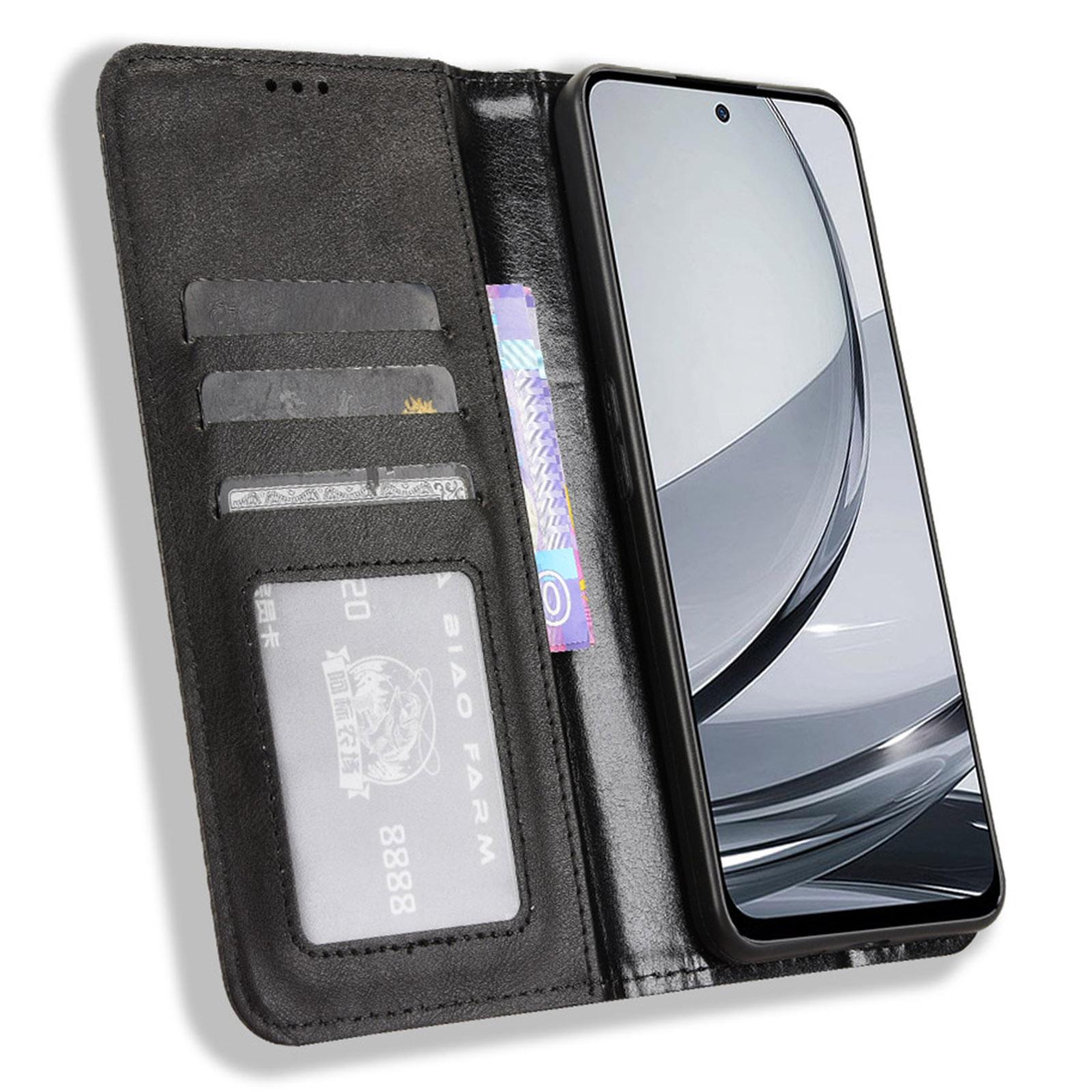 

For ZTE nubia Focus Pro Leather Case Wallet Stand Retro Texture Phone Cover Black