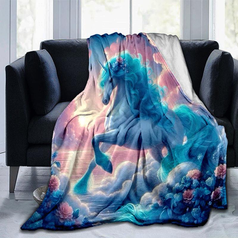 

1pc Horse Printing Lightweight Flannel Blanket, Comfortable and Warm Blanket, for Camping Sofa Bed and Couch Office, Suitable for Gift Blanke 100x150cm